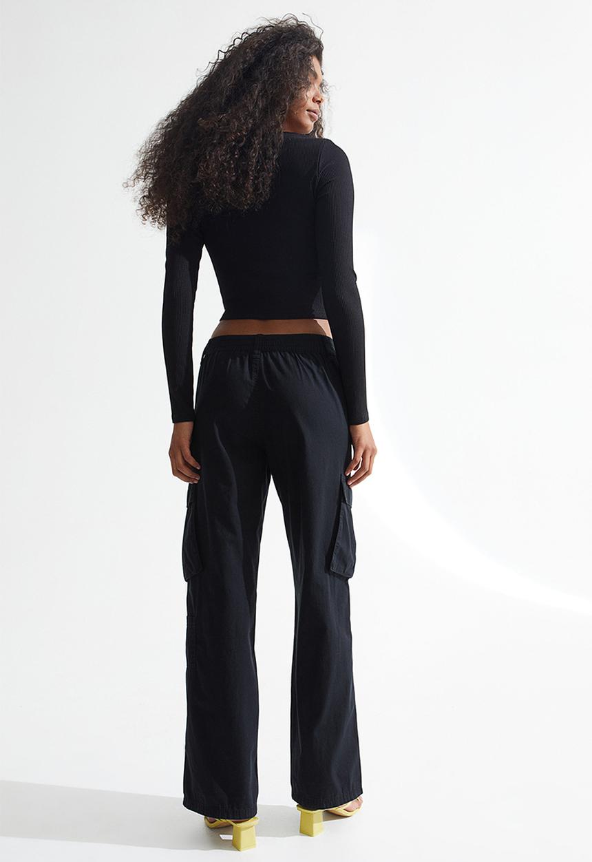 H&M - Ribbed jersey top - black
