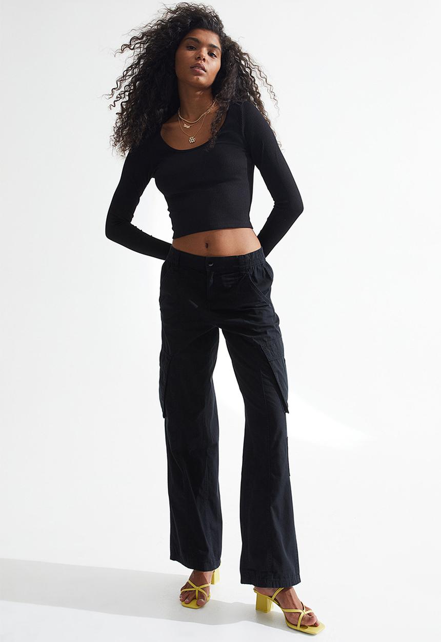 H&M - Ribbed jersey top - black