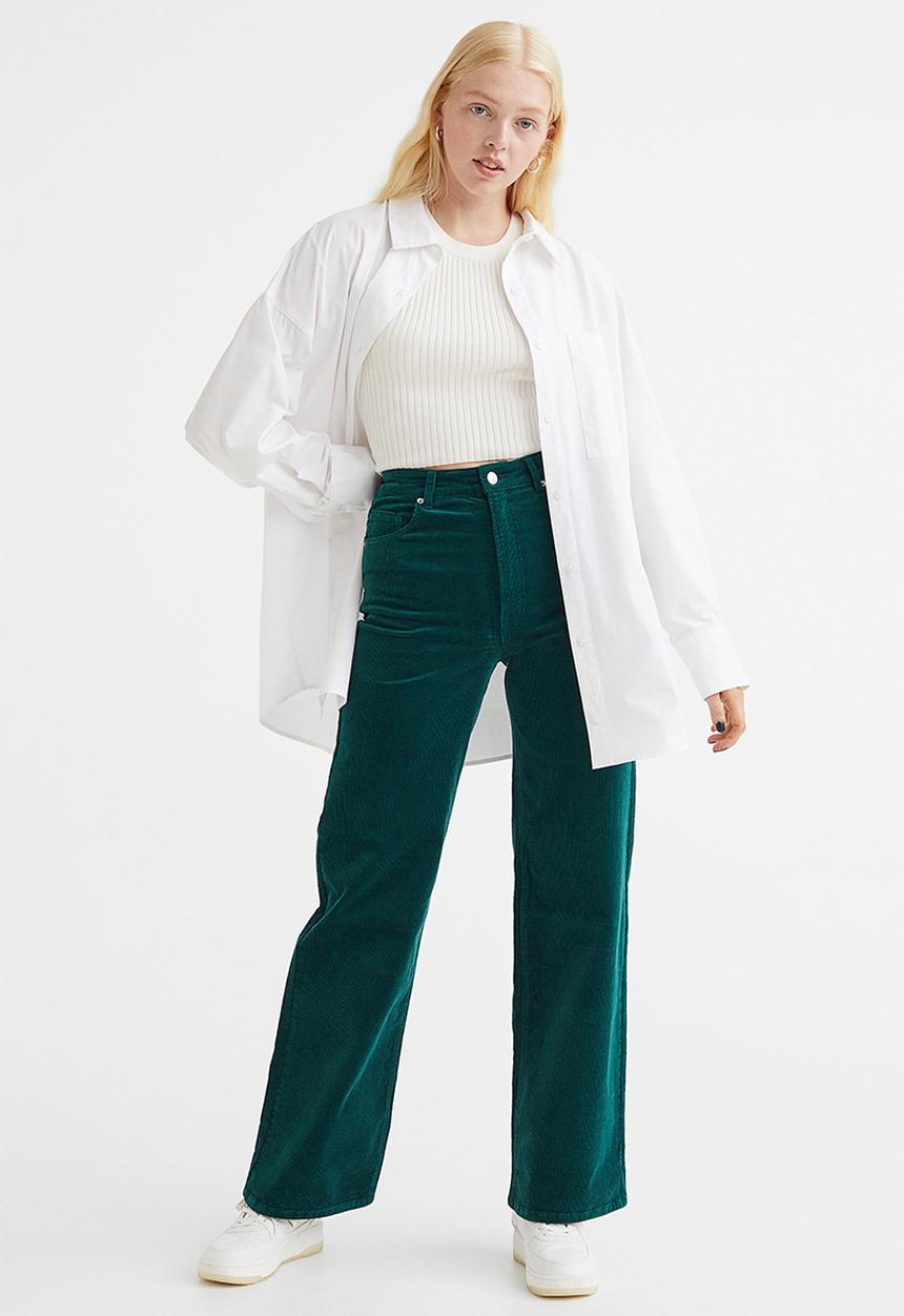 H&M - Corduroy trousers - dark teal