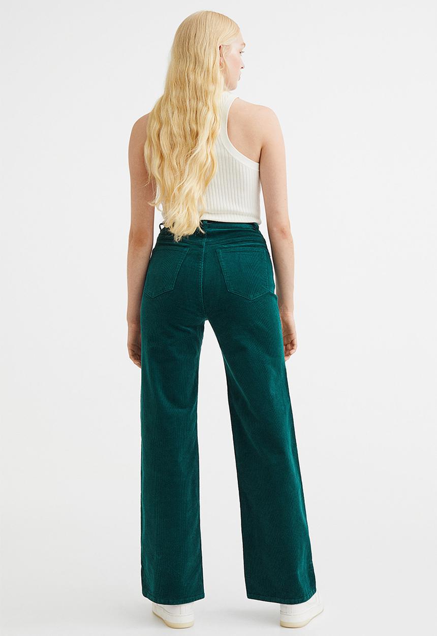 H&M - Corduroy trousers - dark teal