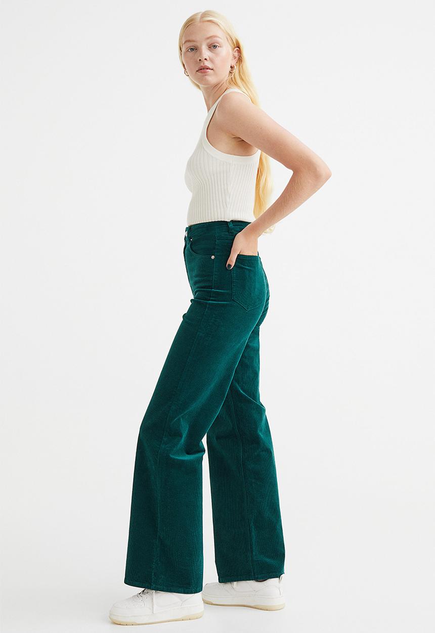 H&M - Corduroy trousers - dark teal