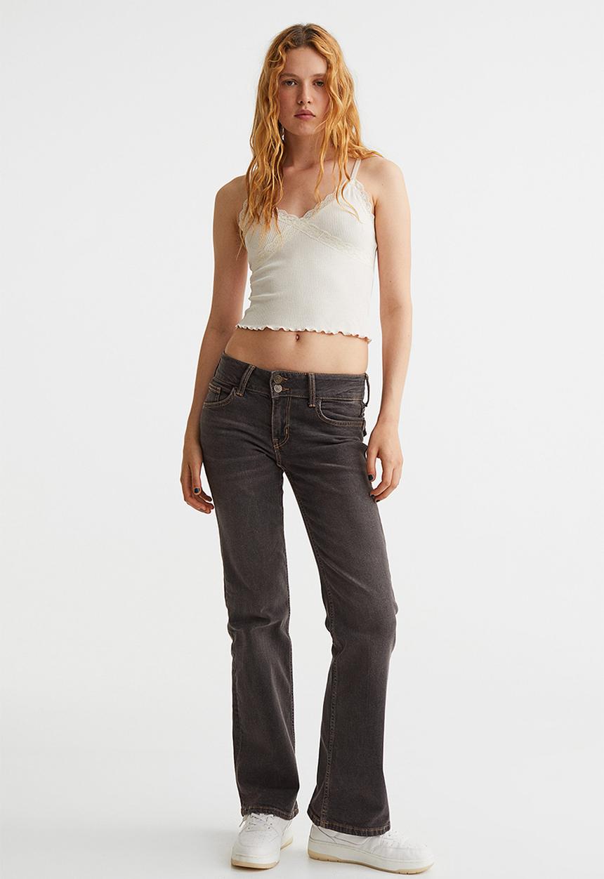 H&M - Lace-trimmed ribbed top - cream