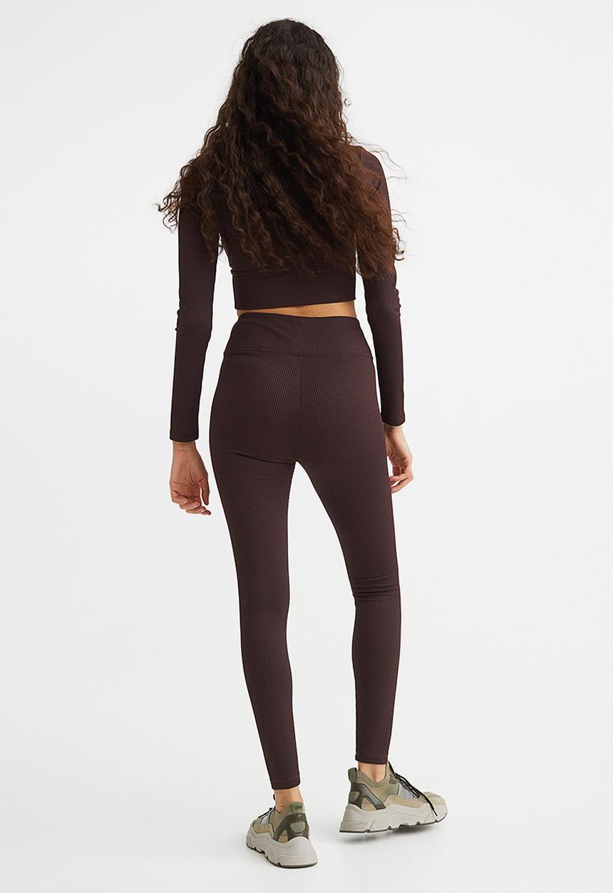 H&M - V-waist leggings - dark brown