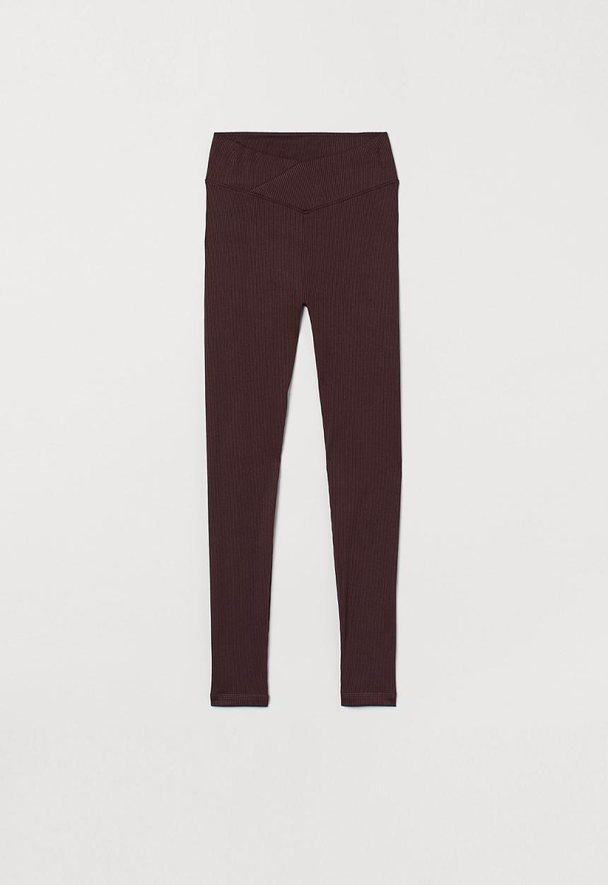H&M - V-waist leggings - dark brown