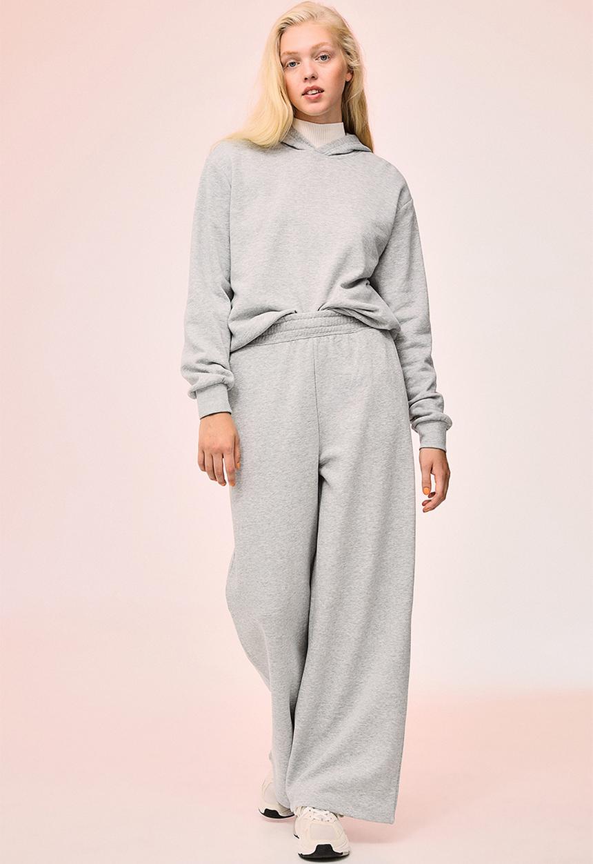 H&M - Wide joggers - light grey marl