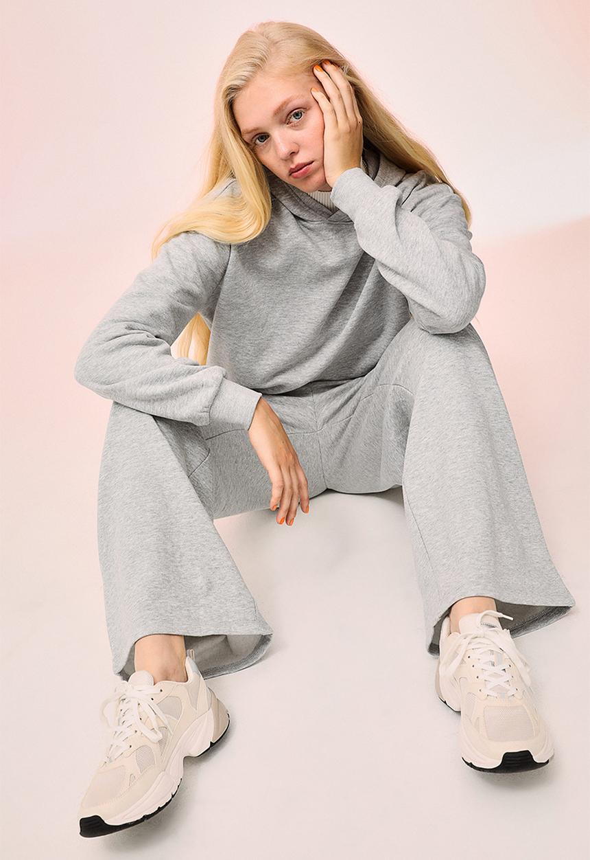H&M - Wide joggers - light grey marl