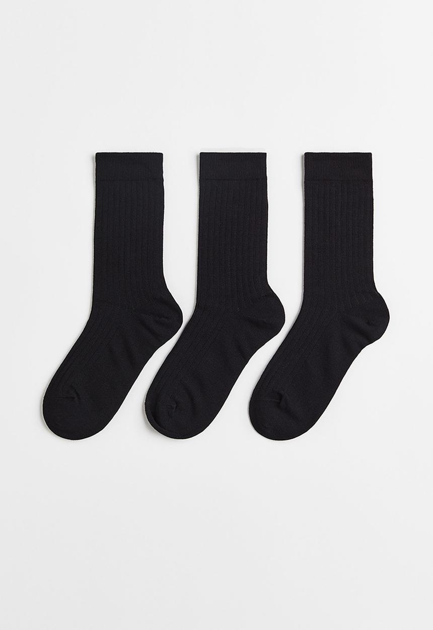 H&M - 3 Pack socks - black