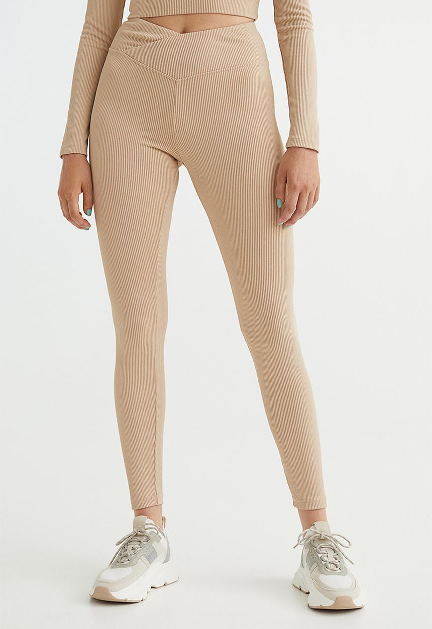 H&M - V-waist leggings - beige