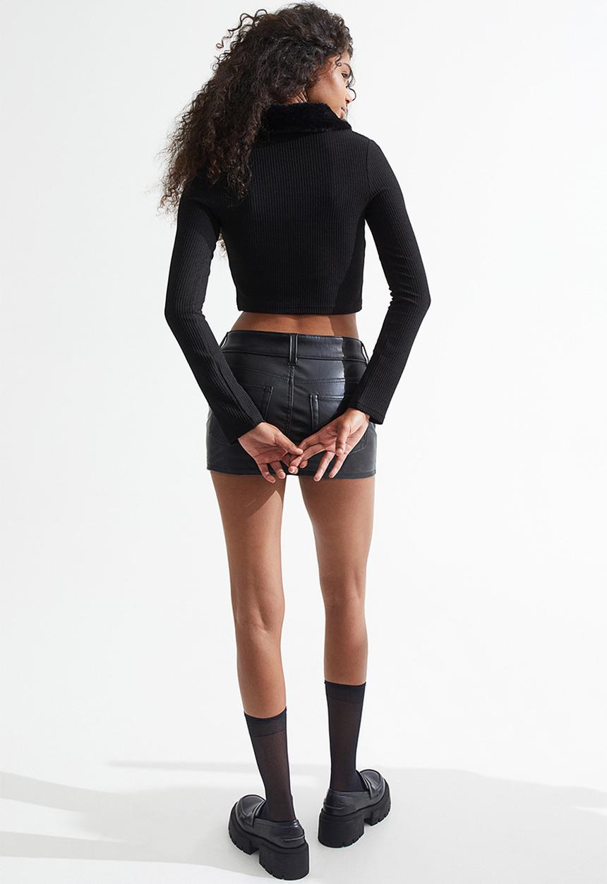 H&M - Cropped tie-front cardigan - black