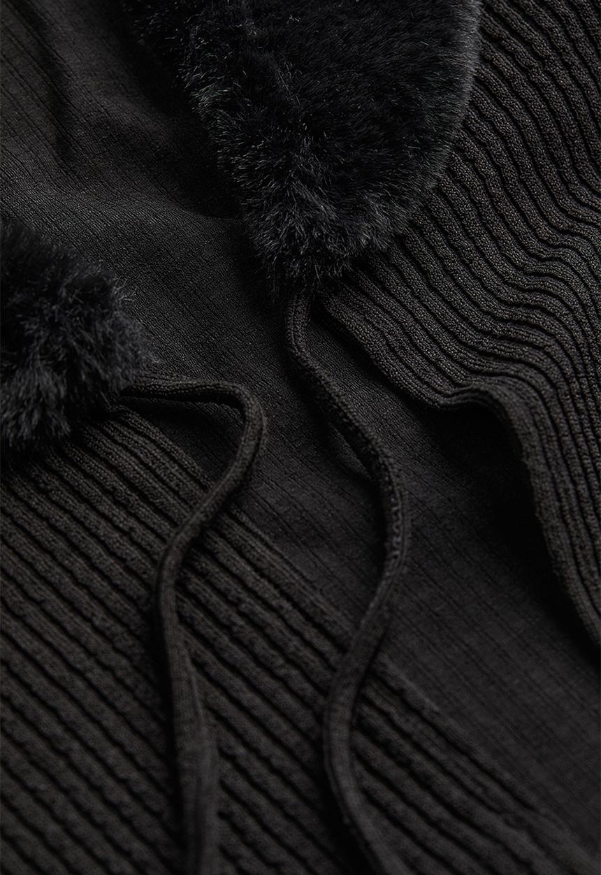 H&M - Cropped tie-front cardigan - black