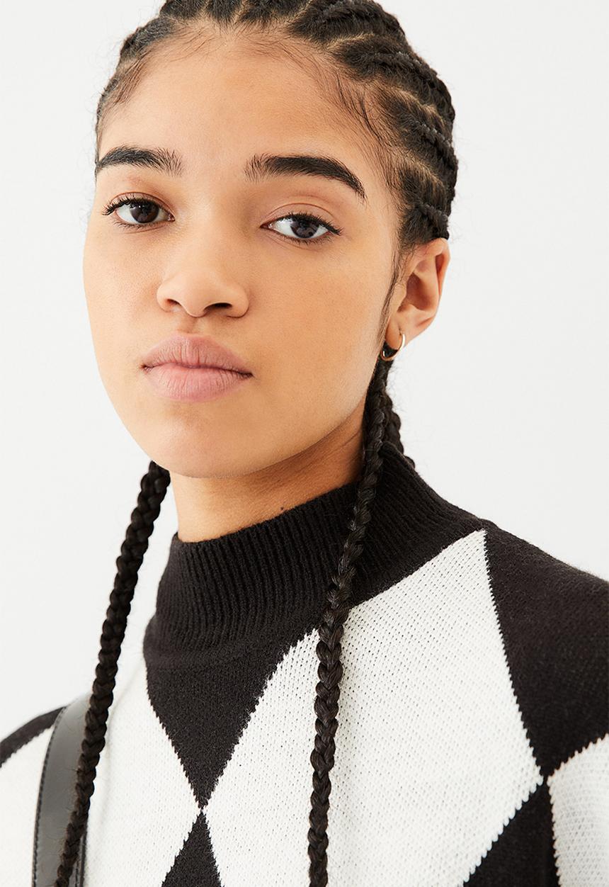 H&M - Jacquard-knit jumper - black/patterned