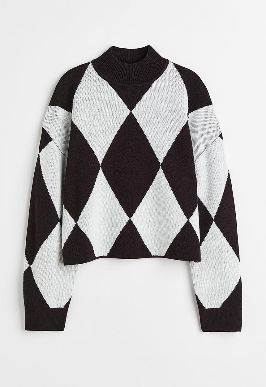 H&M - Jacquard-knit jumper - black/patterned