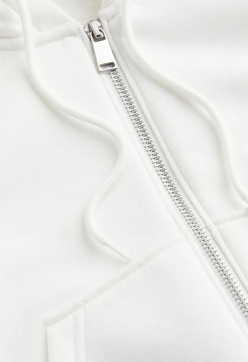 H&M - Cropped zip-through hoodie - white