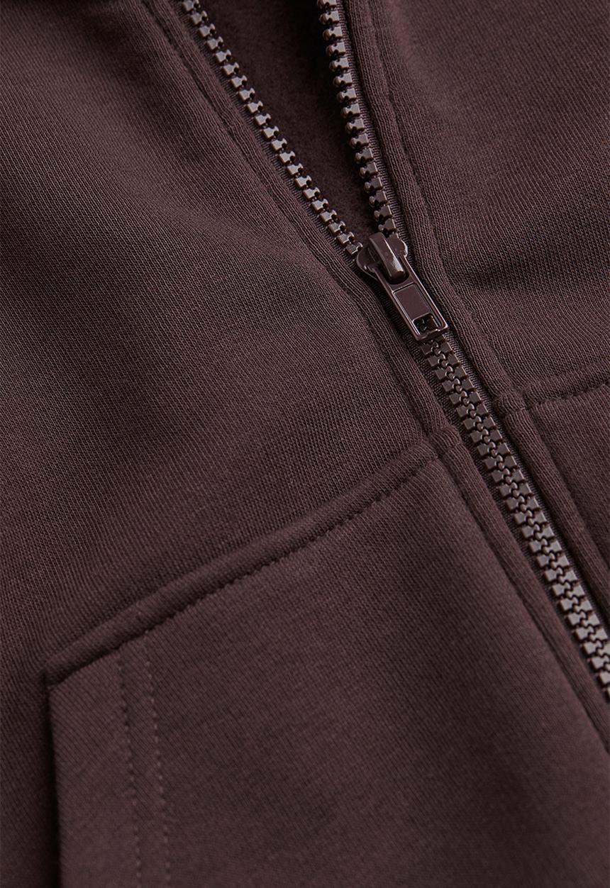 H&M - Cropped zip-through hoodie - dark brown
