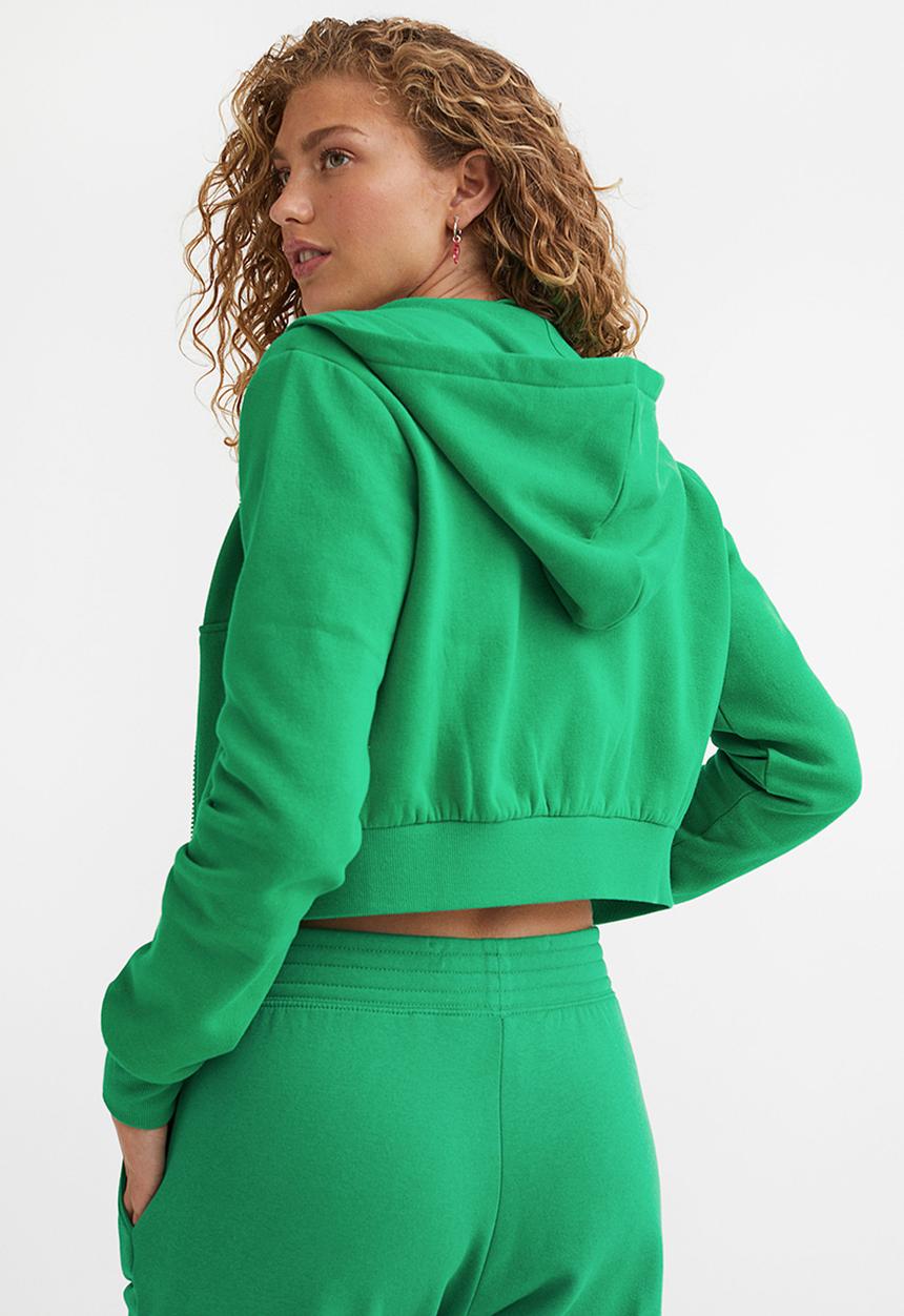 H&M - Cropped zip-through hoodie - green