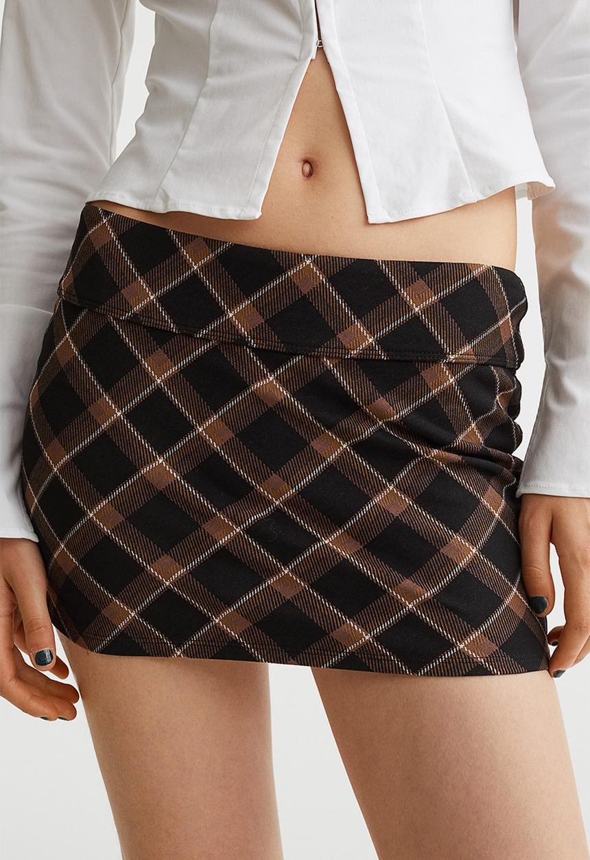 H&M - Mini skirt - black/checked
