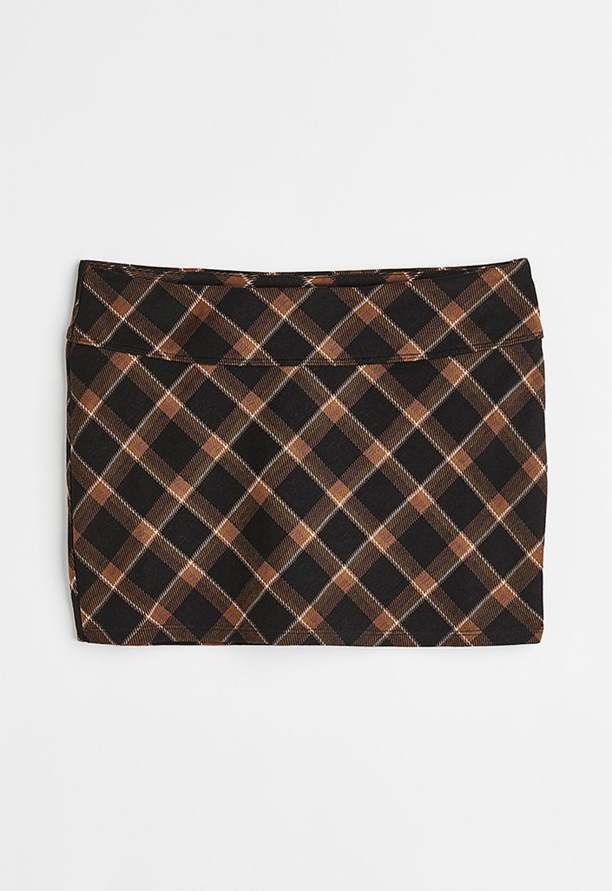 H&M - Mini skirt - black/checked