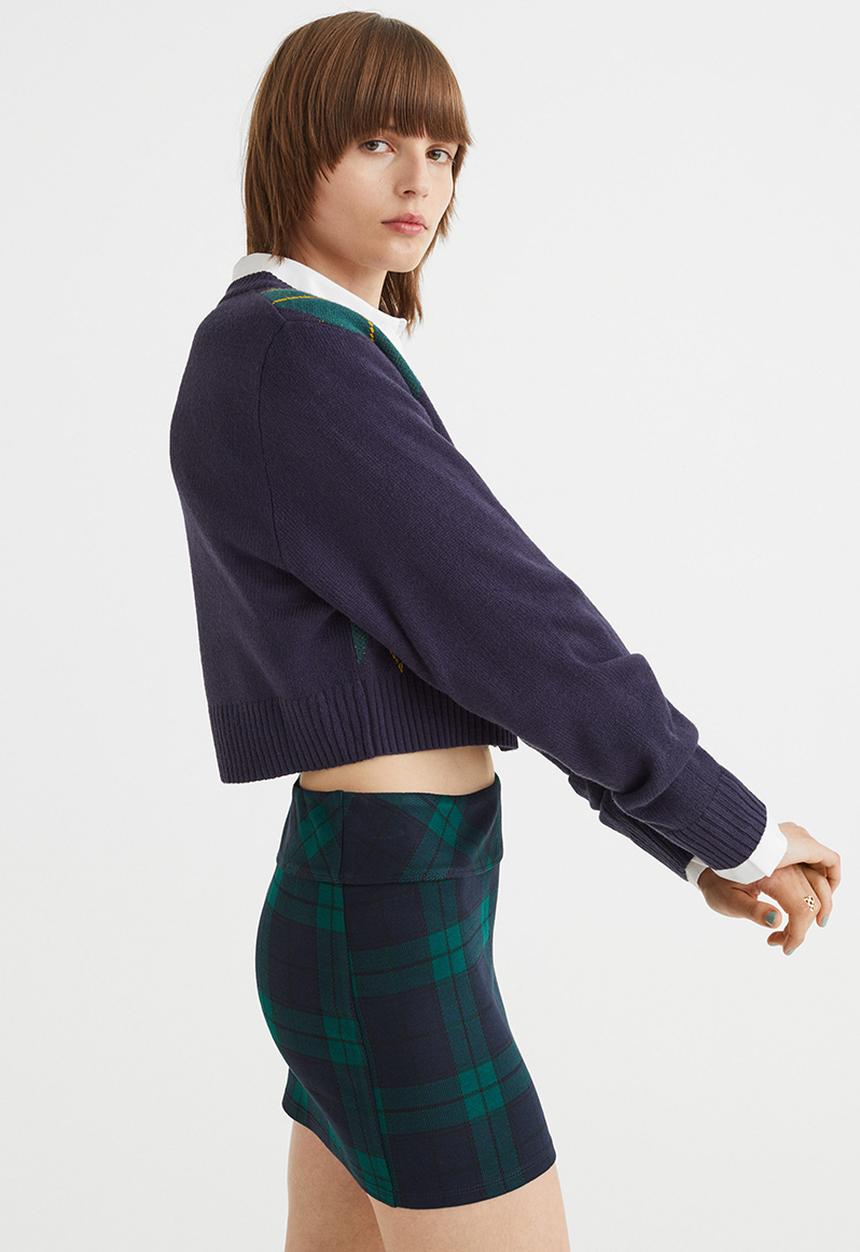 H&M - Mini skirt - dark blue/checked
