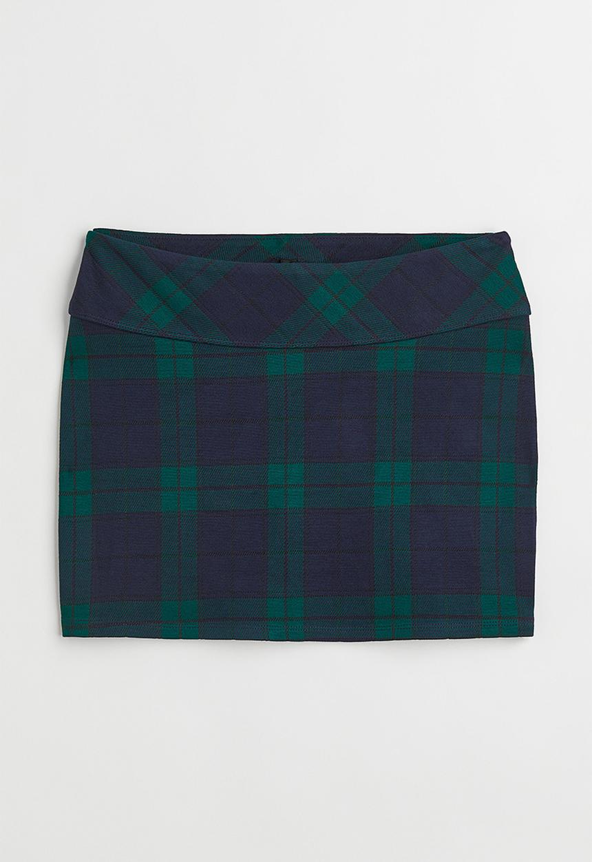 H&M - Mini skirt - dark blue/checked