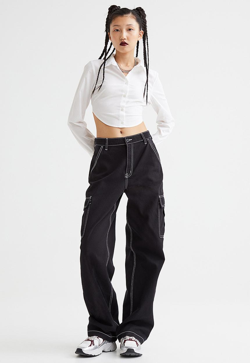 H&M - 90s Baggy high waist jeans - black
