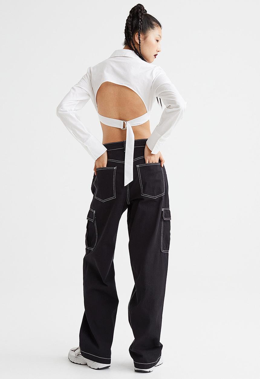 H&M - 90s Baggy high waist jeans - black