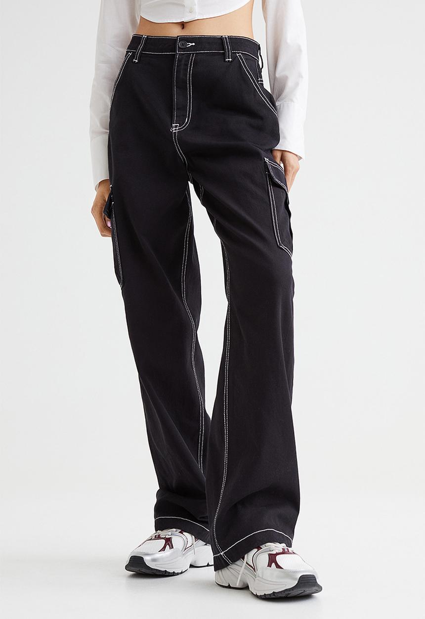 H&M - 90s Baggy high waist jeans - black