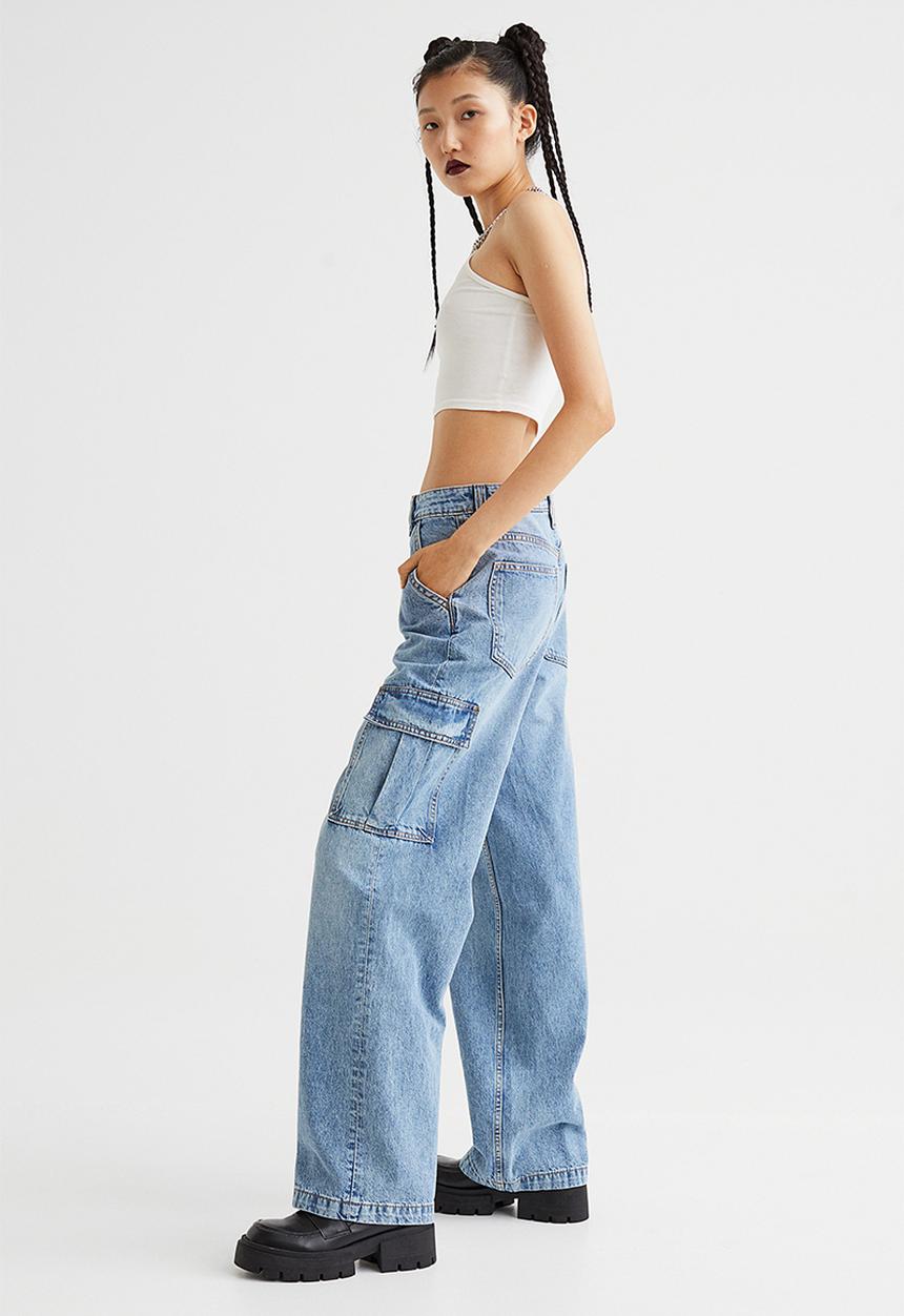 H&M - 90s Baggy high waist jeans - light denim blue