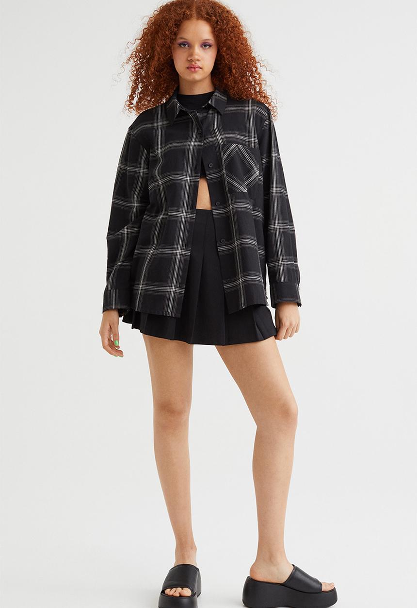 H&M - Checked shirt - black/white checked