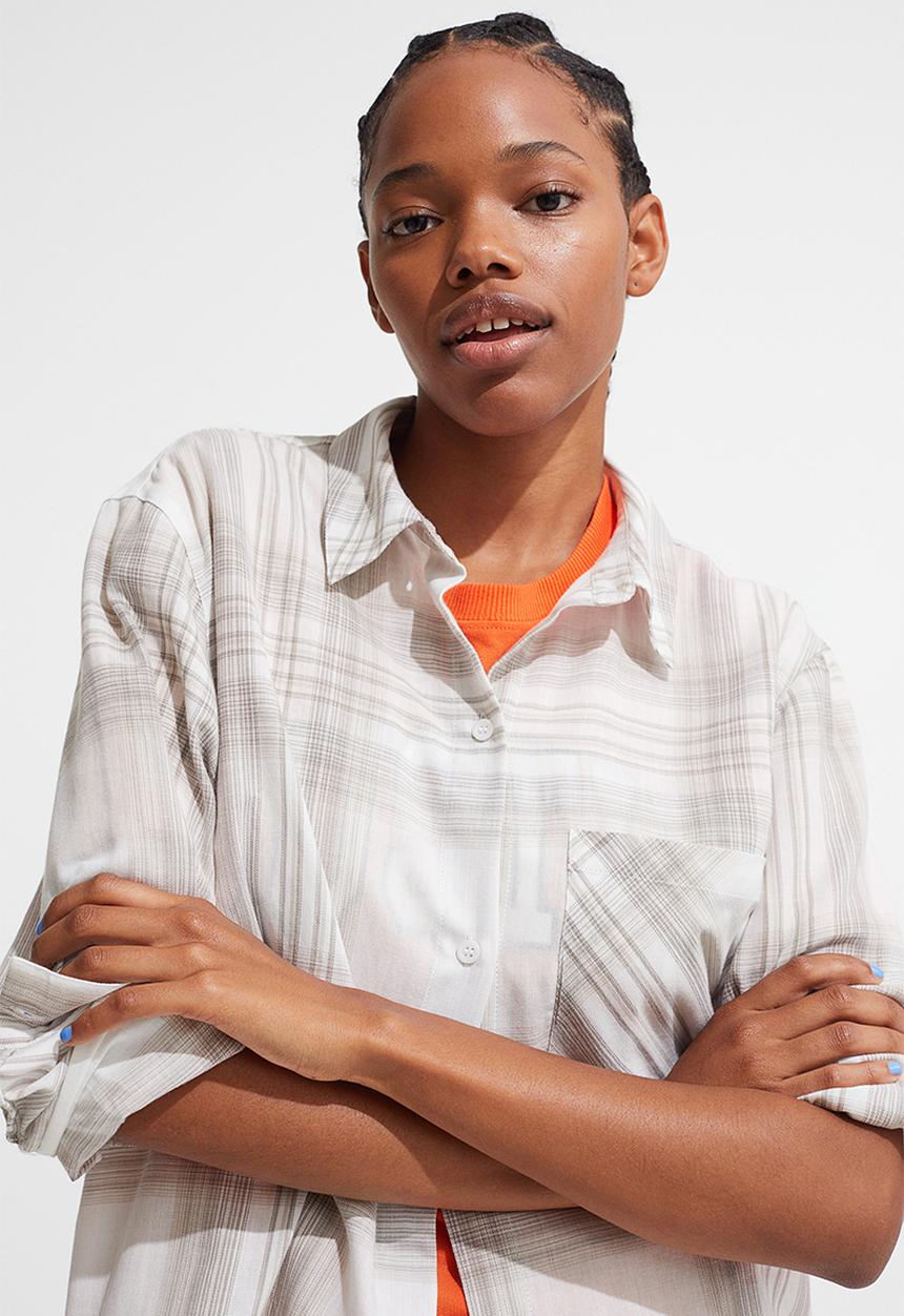 H&M - Checked shirt - white/beige checked