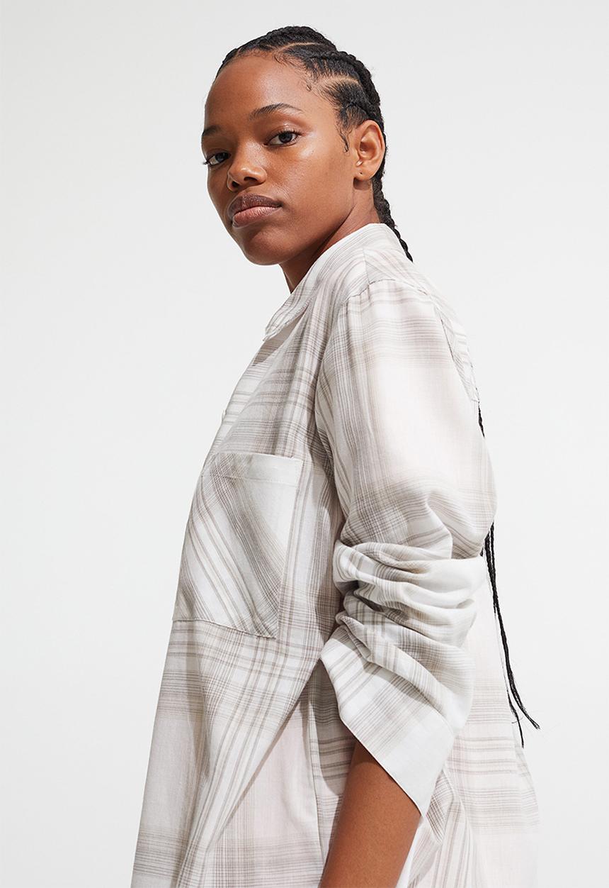 H&M - Checked shirt - white/beige checked
