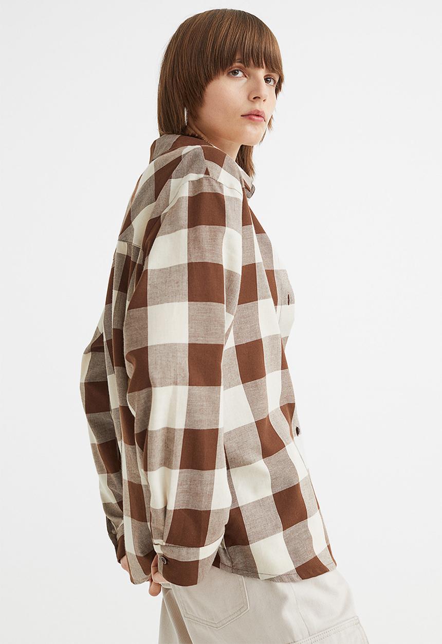H&M - Checked shirt - dark brown/checked