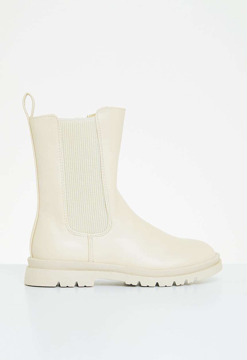 Cotton On - Combat gusset boot - ecru