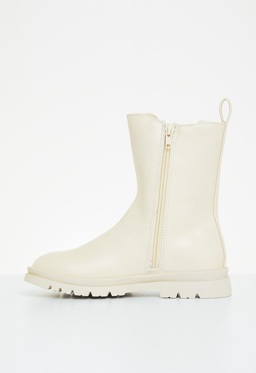 Cotton On - Combat gusset boot - ecru