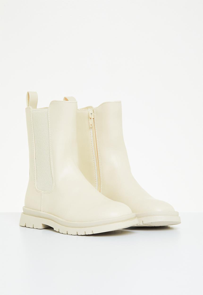 Cotton On - Combat gusset boot - ecru