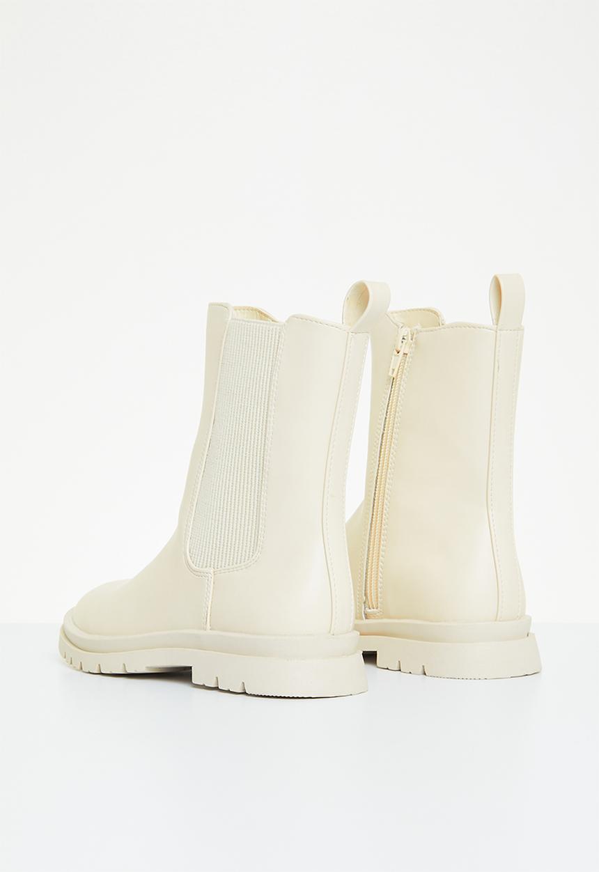 Cotton On - Combat gusset boot - ecru