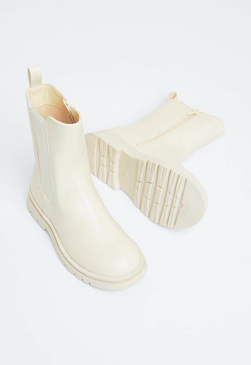 Cotton On - Combat gusset boot - ecru