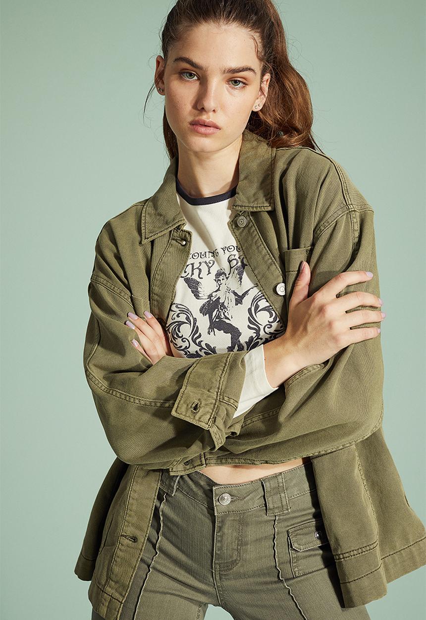 H&M - Twill utility jacket - khaki green