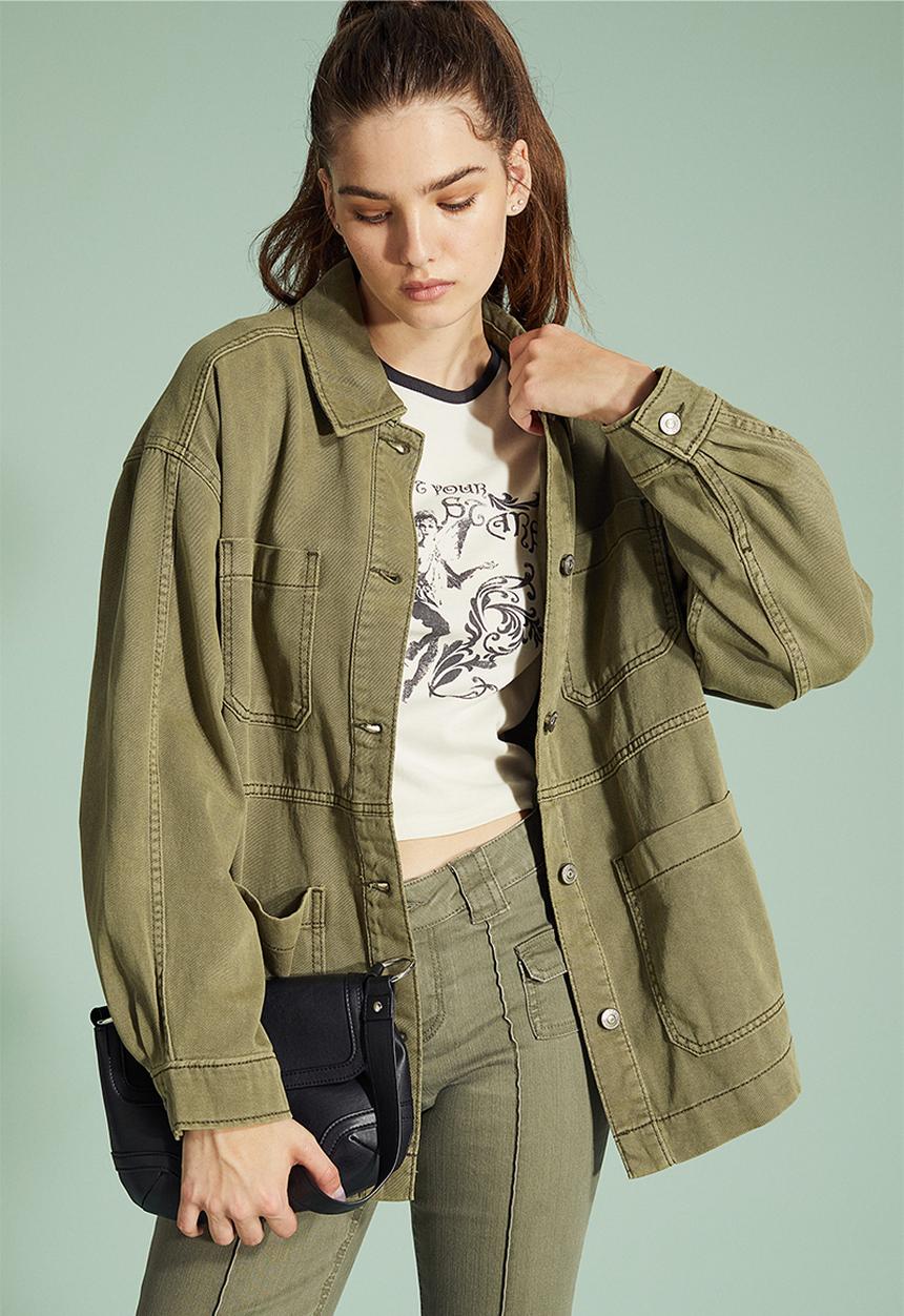 H&M - Twill utility jacket - khaki green