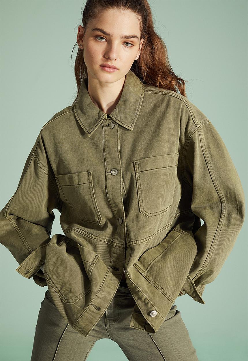 H&M - Twill utility jacket - khaki green