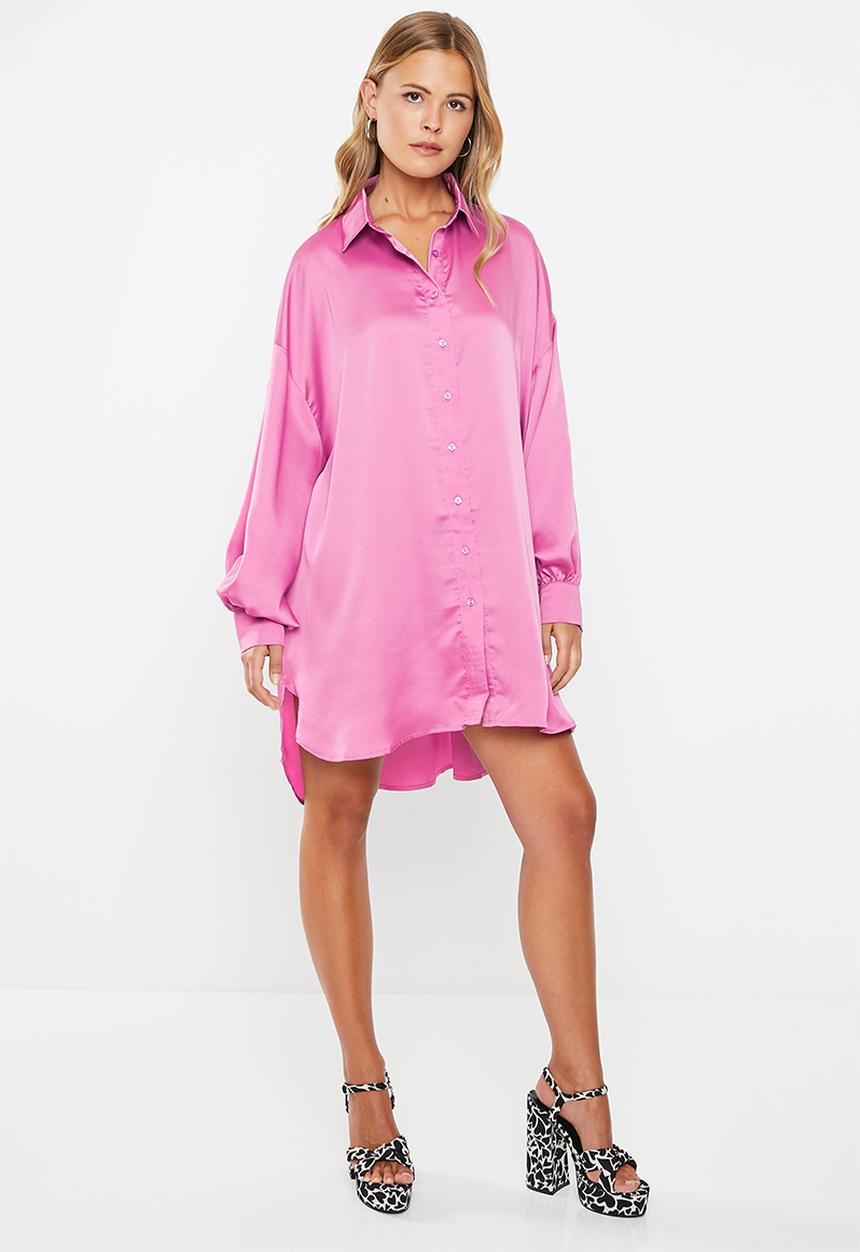 Glamorous - Satin shirt dress - orchid