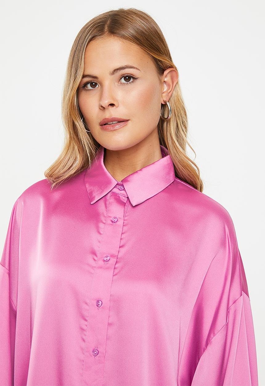 Glamorous - Satin shirt dress - orchid