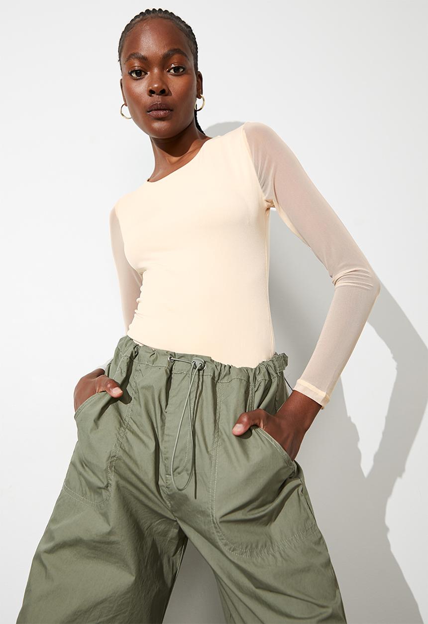 Superbalist - Mesh sleeve bodysuit - shifting sand