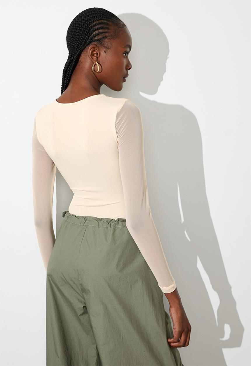 Superbalist - Mesh sleeve bodysuit - shifting sand