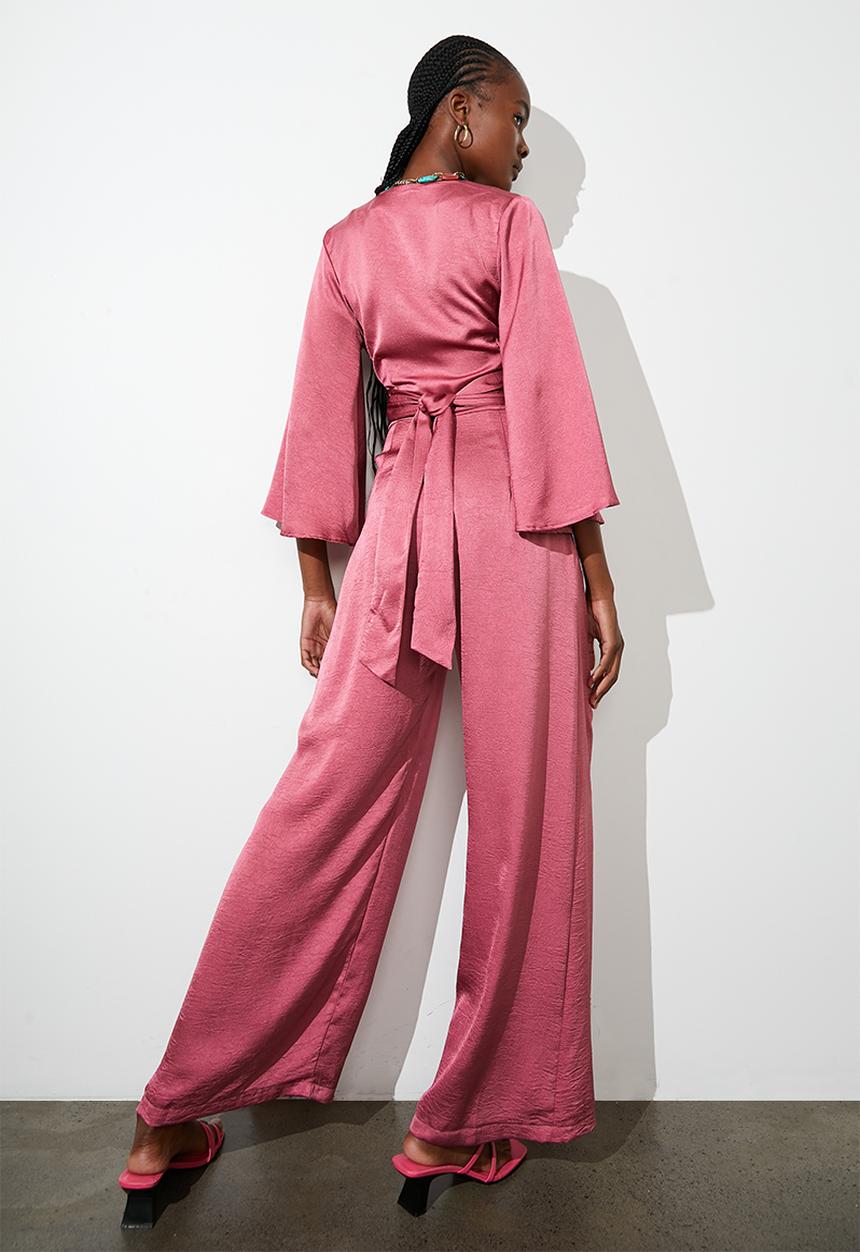 Superbalist - Satin draped front jumpsuit - heather rose