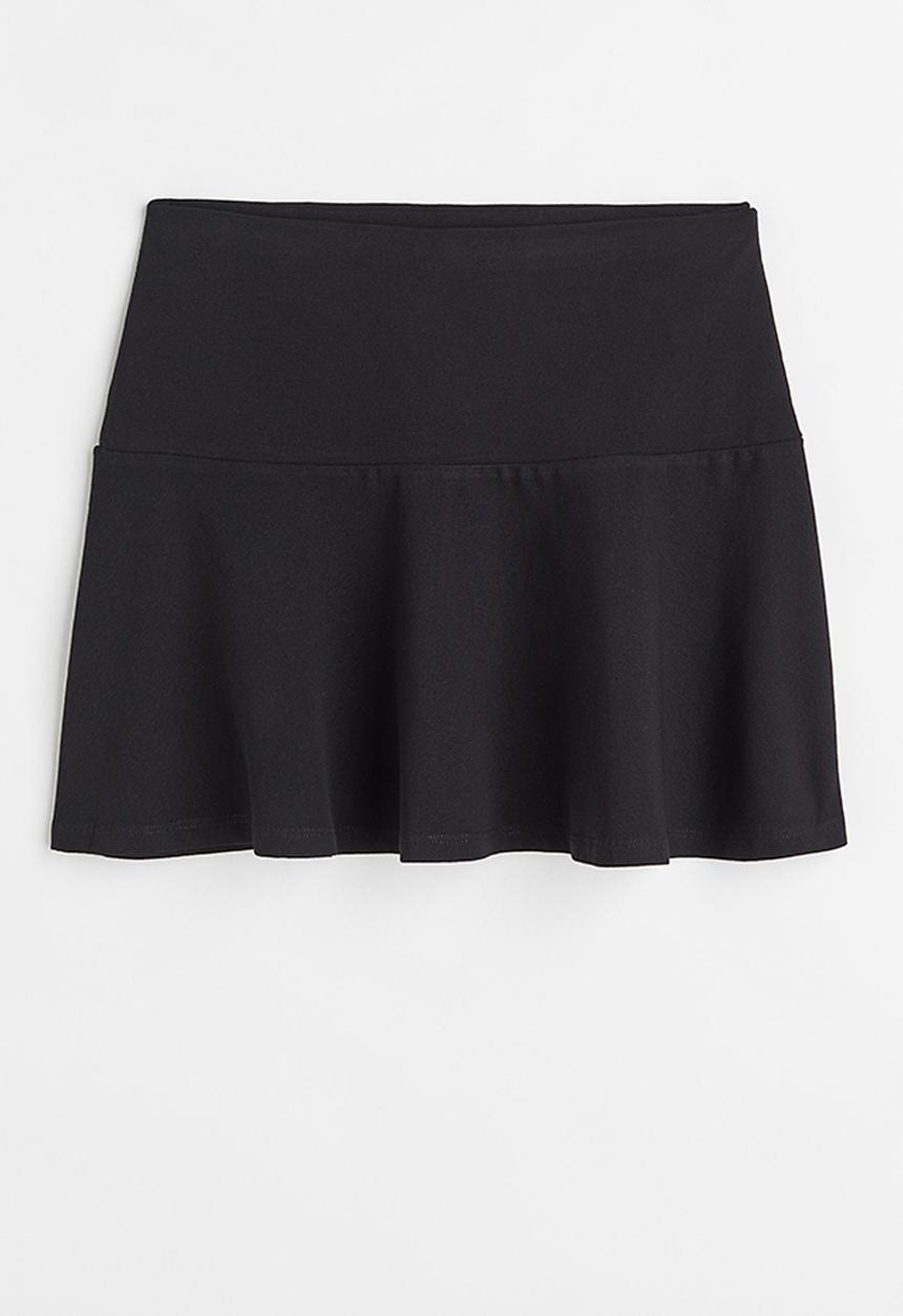 H&M - Flared cotton jersey skirt - black