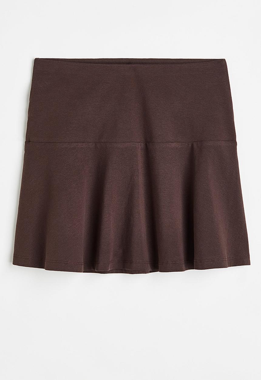 H&M - Flared cotton jersey skirt - dark brown