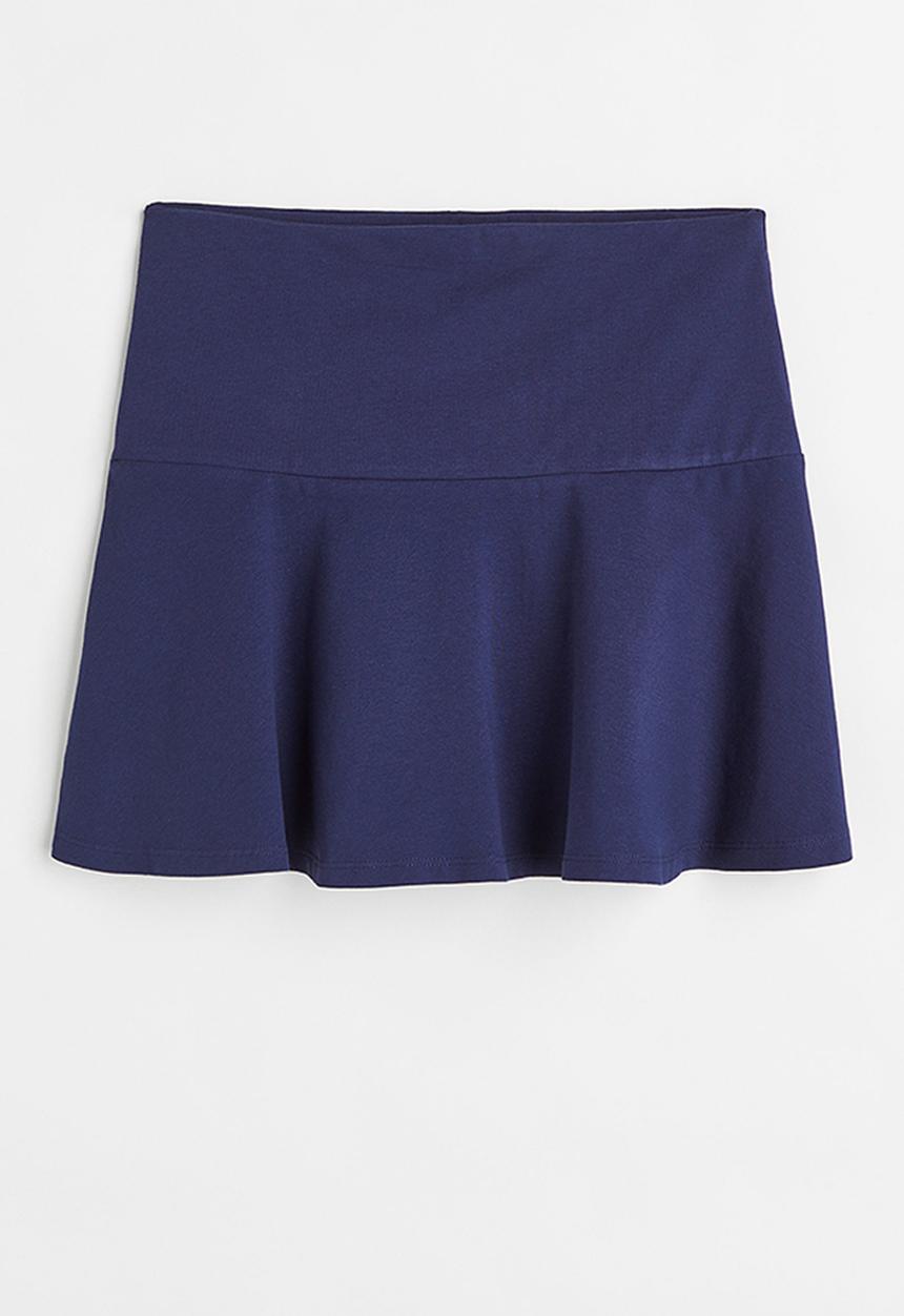 H&M - Flared cotton jersey skirt - dark blue