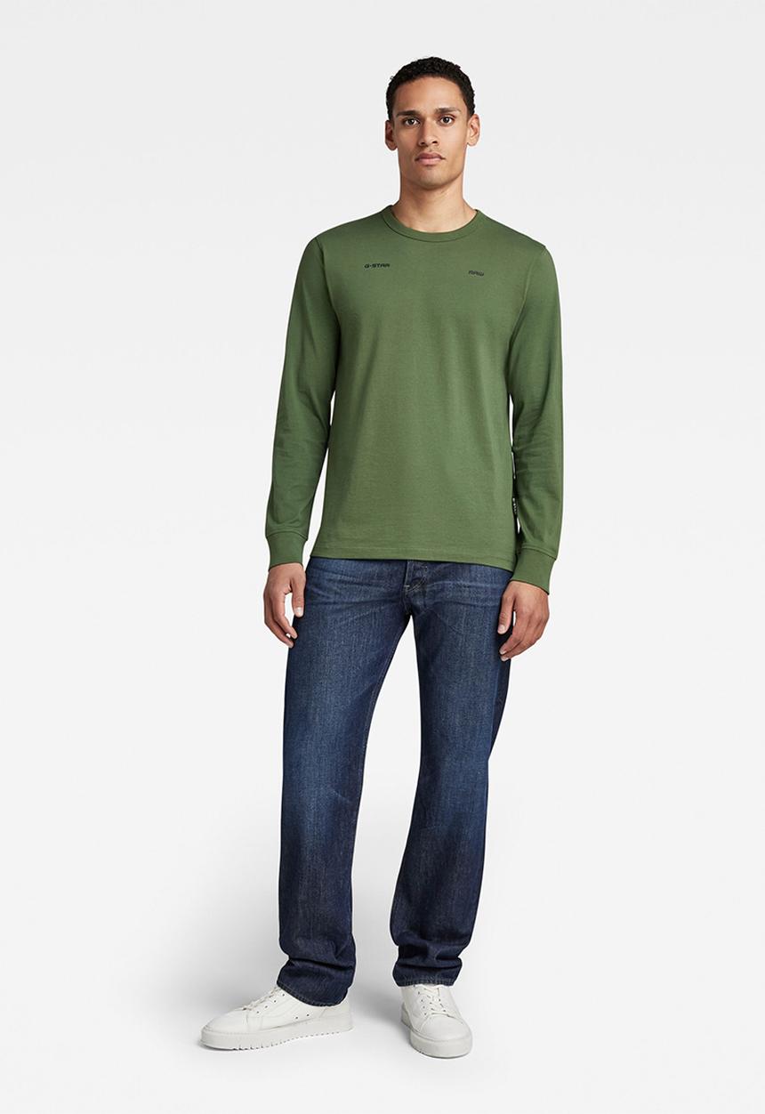 G-STAR - Back double logo tape r t long sleeve - dk nuri green