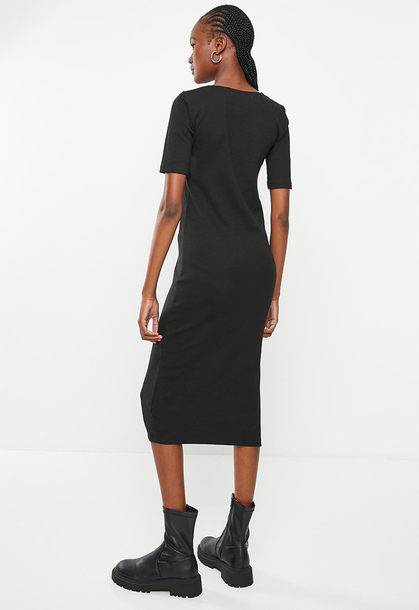 Calvin Klein - Ck button through rib long dress - ck black