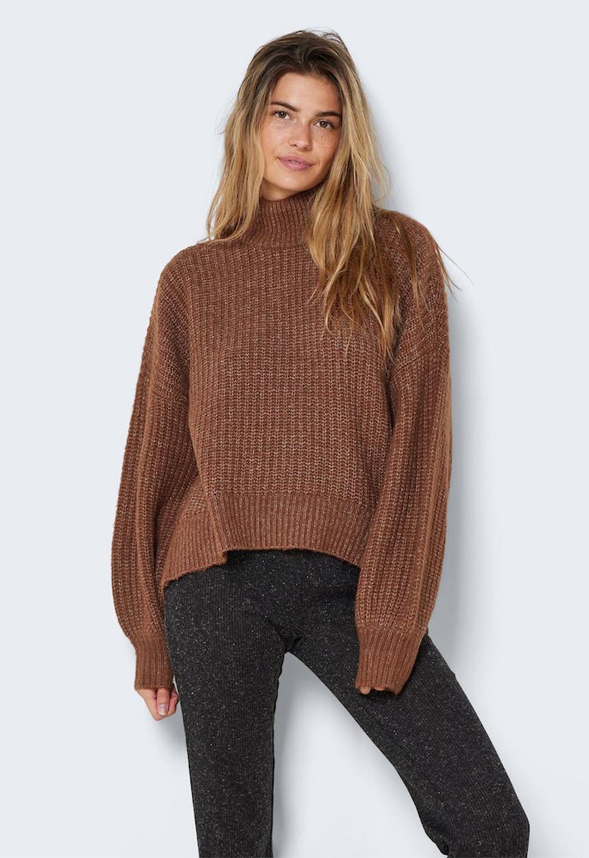 Noisy May - Orla long sleeve high neck knit - cappuccino